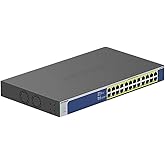 NETGEAR 24-Port Gigabit Ethernet Unmanaged PoE Switch (GS524PP) - with 24 x PoE+ @ 300W, Desktop or Rackmount, and Limited Li