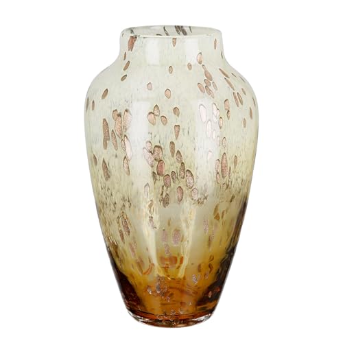 Glas Art Vase Ambrosio - braun, Creme - Glas - Höhe 34cm - wasserdicht - Dekovase