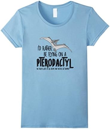 Womens Flying Pterodactyl Funny Dinosaur Airline T-Shirt Small Baby Blue