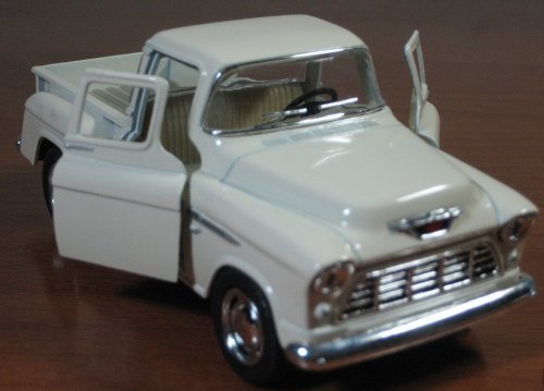1/32 Scale 1955 Chevy Stepside Pick-up Truck Metal Diecast Model Collection Pull Back Action Kinsmart White