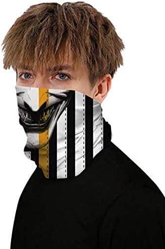 Black polyester balaclava mask with face design.