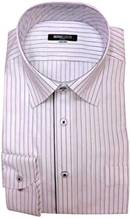 Amazon ミチコ ロンドン 形態安定 レギュラーカラー ドレスシャツ 長袖 ワイシャツ 前立てライン 白 ストライプ柄 メンズ M シャツ 通販