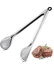 Vesici Fry Tongs 12 Inch Stainless Steel Wide Grill Food Tongs Barbecue Salad Serving Tongs Kitchen Food Tongs for Frying, Cooking, Grilling, Buffet Serving