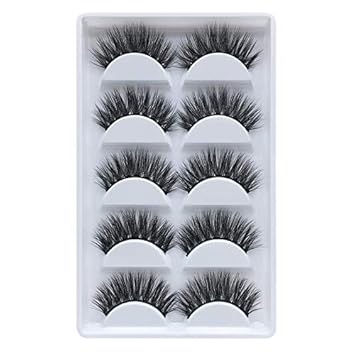 Cute Critters False Eyelashes, 3D Faux Mink Fake Eyelashes Handmade Dramatic Thick Crossed Cluster False Eyelashes Black Nature Fluffy Long Soft Reusable(5 Pairs)(Black)