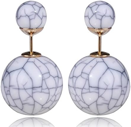 Hot Trend Fashion Marble White Double Sided Faux Pearl Front Back Double Sided Earrings