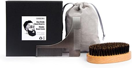 SIMILK Beard Comb and Brush Set, Standardized Beard Shaping Tool &amp; Comb,100% Wild Boar Bristles Beard Brush for Easy Grooming