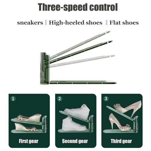 Fohome Clear Space Saving Shoe Stacker, Adjustable Shoe Slots Organizer Acrylic Shoe Rack Holder,Double Layer Stack Shoe Racks for Closet Organization (Transparent 10 Pack)
