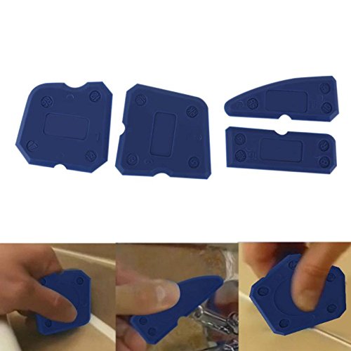 4Pcs Caulking Tool Kit Joint Sealant Silicone Edge Grout Remover Scraper Blue Hand Tools Windows Tile Cleaner for House