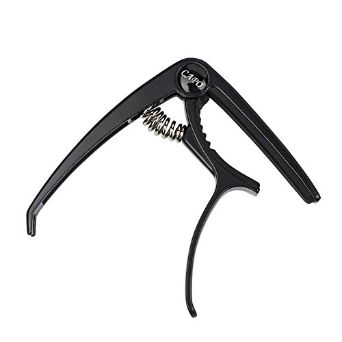 ZEALUX Multifunctional Guitar Capo for Guitars, Ukulele, Banjo, Mandolin, Bass... Ultra Lightweight Aluminum Metal for 4 & 6 & 12 String Instruments - Premium Accessories (Black)