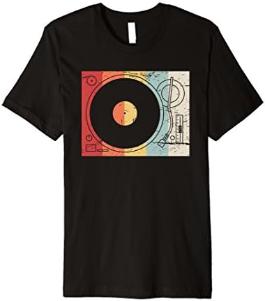 Mens PREMIUM | Retro Record Player Turntable Vinyl DJ T-Shirt Medium Black