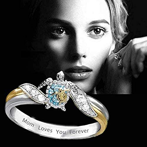 bestheart 18K Gold-plated diamond mother\'s day, girl and daughter ring gift, crystal heart ring (Sea turtle, 7)
