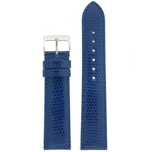 Watchband Genuine Lizard royal Blue 22mm