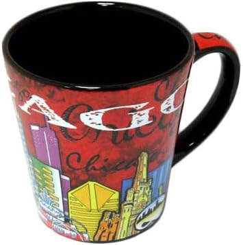 Chicago Red Painted Skyline Ceramic Latte Mug - 12 oz.