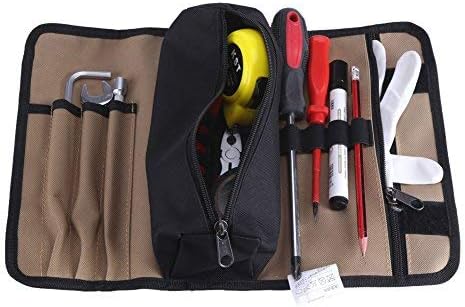 Zerodis Portable Tool Organizer Bag 600D Oxford Fabric Black Khaki 36x25cm