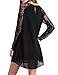 Leadingstar Women Long Sleeve Lace Patchwork Loose Casual Mini Chiffon Dress