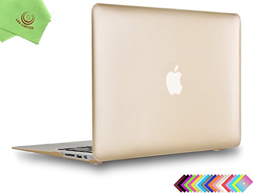 MacBook Air 13 Case, UESWILL Luxury Gold Rubber Coated Hard Shell Case Cover for MacBook Air 13" (Model: A1466/A1369) + Microfibre Cleaning Cloth, Gold