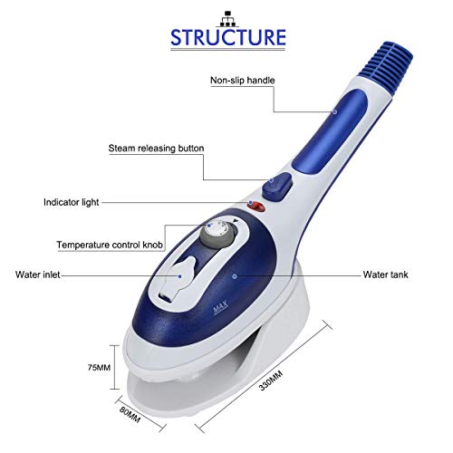Clothes Steamer Handheld Steam Iron, Travel Mini Size - Safe and Easy to Use for Vertical and Horizontal Ironing with Detachable Brushes for Home and Portable,Red