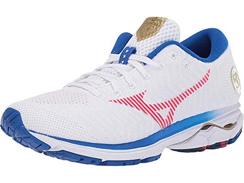Mizuno Women's Wave Rider 22 Knit - Peachtree 50th Anniversary White/Red 9 B US