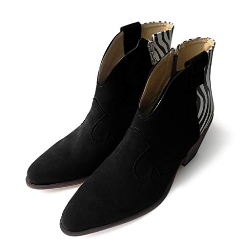 Aunimeifly Stylish Ladies Pointed Toe Booties Women's Zebra Pattern Bare Boots Casual Side Zipper Ankle Shoes(US:7.5-8,Black) - Thumbnail 2