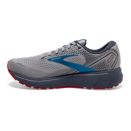 Brooks Men's Ghost 14 Neutral Running Shoe Grey/Blue/Red 10.5 D