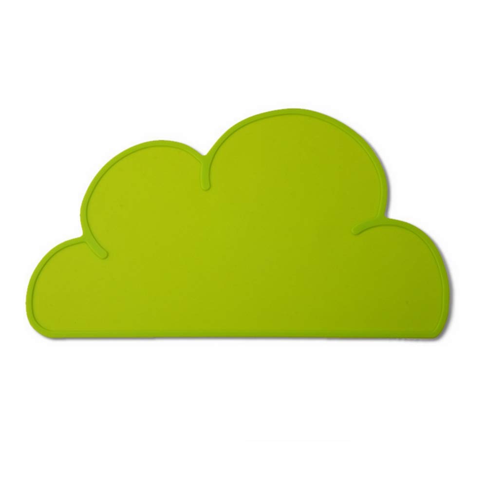 Kids Silicone Cloud Placemat Non Slip Washable Table Mat Portable Baby Placemats Dining Table Decoration Mats Dishwasher Safe(Green)