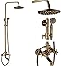 Rozin Bathroom Rainfall Shower Tub Faucet Set 8-inch Top Showerhead + Handheld Spray Antique Brass