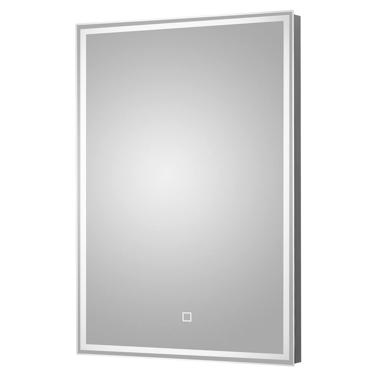 Nuie LQ502 Lyra | Modern Bathroom Wall Hung Lit LED Touch Sensor Mirror with Built In Demister Pad, 700mm x 500mm, White