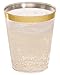 Gold Plastic Clear Cups | 8 oz. 50 Pack | Disposable Party Cups with Gold Rim | Fancy Wedding Tumblers | Elegant Party Supplies & Decorations | Old Fashioned Tumblers [Drinket Collection]