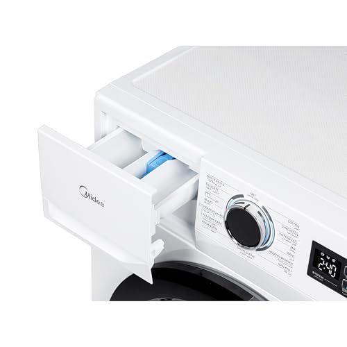 Midea 8KG Front Load Washing Machine With BLDC Inverter Motor, 1400 RPM, 15 Programs, Fully Automatic Washer With Lunar Dial, Integrated Digital Control-LED Display, Water Cube Drum - MF110W80B/W-GCC