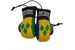 3D Crystal Saint Vincent Country Flag Mini Boxing Gloves - 1 Pair (Yellow, Green, Red) - Display Boxing Gloves - Adult - Orna