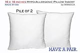 Set of 2 - 16 x 16 Premium Hypoallergenic Stuffer Pillow Insert Sham Square Form Polyester, Standard / White