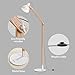 Tomons Wood Floor Lamp, Adjustable Head Reading Light, Nature Rubber Wood, 8W Warm White LED Light, 40W E26 Incandescent Lamp, 57.8