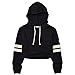 Perfashion Sexy Crop top Sweatshirt Cropped Sweatshirt (M, Striped Black Hoodie)