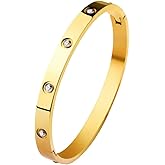 Malibu Sunday 18K Gold Plated Bracelets for Women Friendship Love Bangle Bracelets Cubic Zirconia Stainless Steel Bracelet Jewelry Birthday Gifts for Women