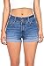Wax Women's Juniors Stetchy Mid Rise Denim Shorts (L, Medium Denim)