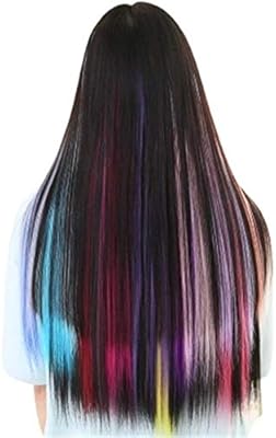 60cm Colored Party Highlights Straight Hair Clip Extensions Heat