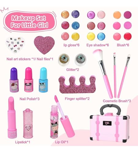 32 Peças Conjunto De Maquiagem Infantil Lavável Estojo Brinquedos Adequados Para Meninas