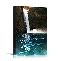 Canvas Wall Art Mountain Waterfalls Landscape Multicolor Photography Relax/Calm Traditional Waterfall - 12x18 inches