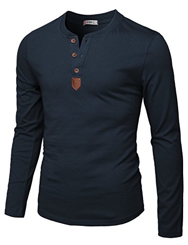 H2h mens casual slim fit basic henley long sleeve t-shirt navy us…