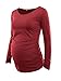 Liu & Qu Women's Maternity Ruched Tunic Tops Mama Clothes Long Sleeve Scoop Neck Pregnancy T-shirt (XL, Wine Red)