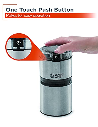 Electric Coffee Grinder Spice Grinder - Stainless Steel Blades Grinder for Coffee Bean Seed Nut Spice Herb Pepper, Brushed Stainless Steel Texture and Transparent Lid