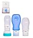 Silicone Travel Bottle Set (3oz/2oz/1.25oz, 3 Pack and 1 Cream Jar), Refillable Travel Bottles and Containers for Shampoo, Conditioner, Lotion - Leak roof, TSA approved, BPA-free