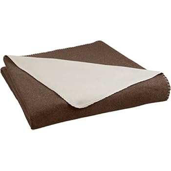 AmazonBasics Reversible Fleece Blanket - Throw, Chocolate/Tan