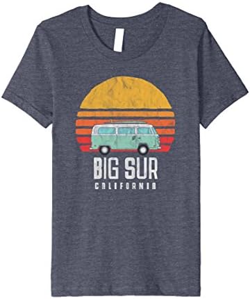 Kids Retro Big Sur California Hippie Van Beach Bum Surfer T-Shirt 12 Heather Blue