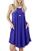 peassa Womens Summer Casual Sleeveless Flowy Tunic Pockets Short Dress Blue L