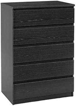 Amazon Com Laguna 5 Drawer Dresser Chest Black Wood Grain Bedroom