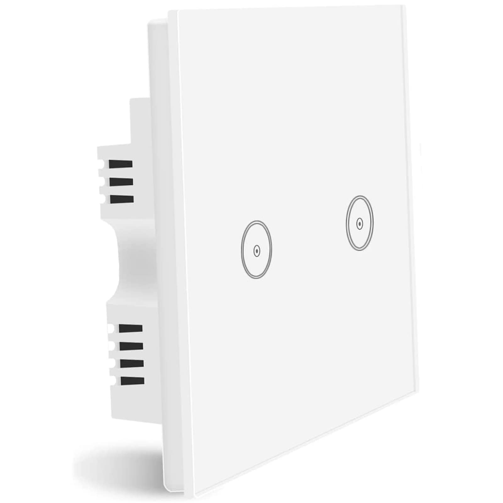 WiFi Smart Light Switch, 2 Gang Touch Wall Switch, Compatible with Amazon Alexa/Google Home, APP Remote/Voice Control, Timer, Neutral Wire Required, White