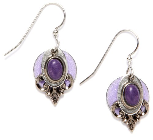 Silver Forest Surgical Steel Purple Jade Drop Earrings NE-0055A