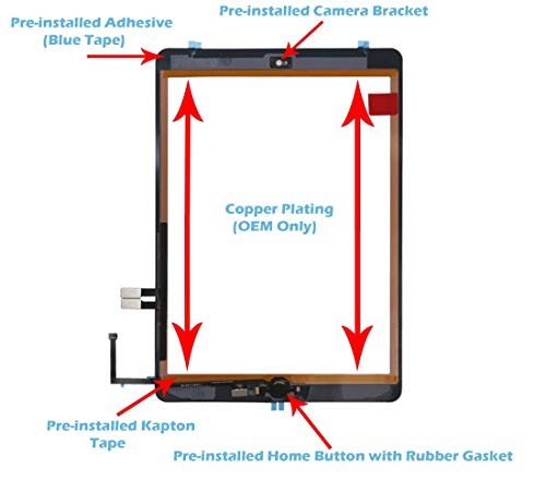 OmniRepairs Touch Screen Glass Digitizer Assembly OEM Replacement with Home Button Compatible for iPad 6 (6th Generation) 2018 Model (A1893 and A1954) with Adhesive and Repair Toolkit (Silver/White)