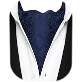 HISDERN Ascot Tie Mens Cravat Ties Floral Paisley Polka Dot Jacquard Self Ascots Cravat Scarf Wedding Party